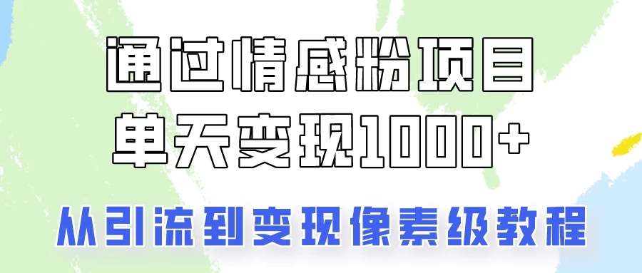 我是怎么通过情感粉项目单天变现1000+的，从引流到变现像素级教程