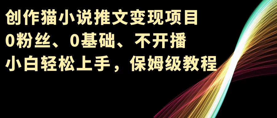 小说推文变现项目，0粉丝、0基础、不开播、小白轻松上手，保姆级教程