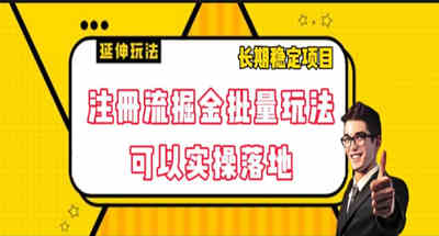 注册流掘金批量玩法 可以实操落地